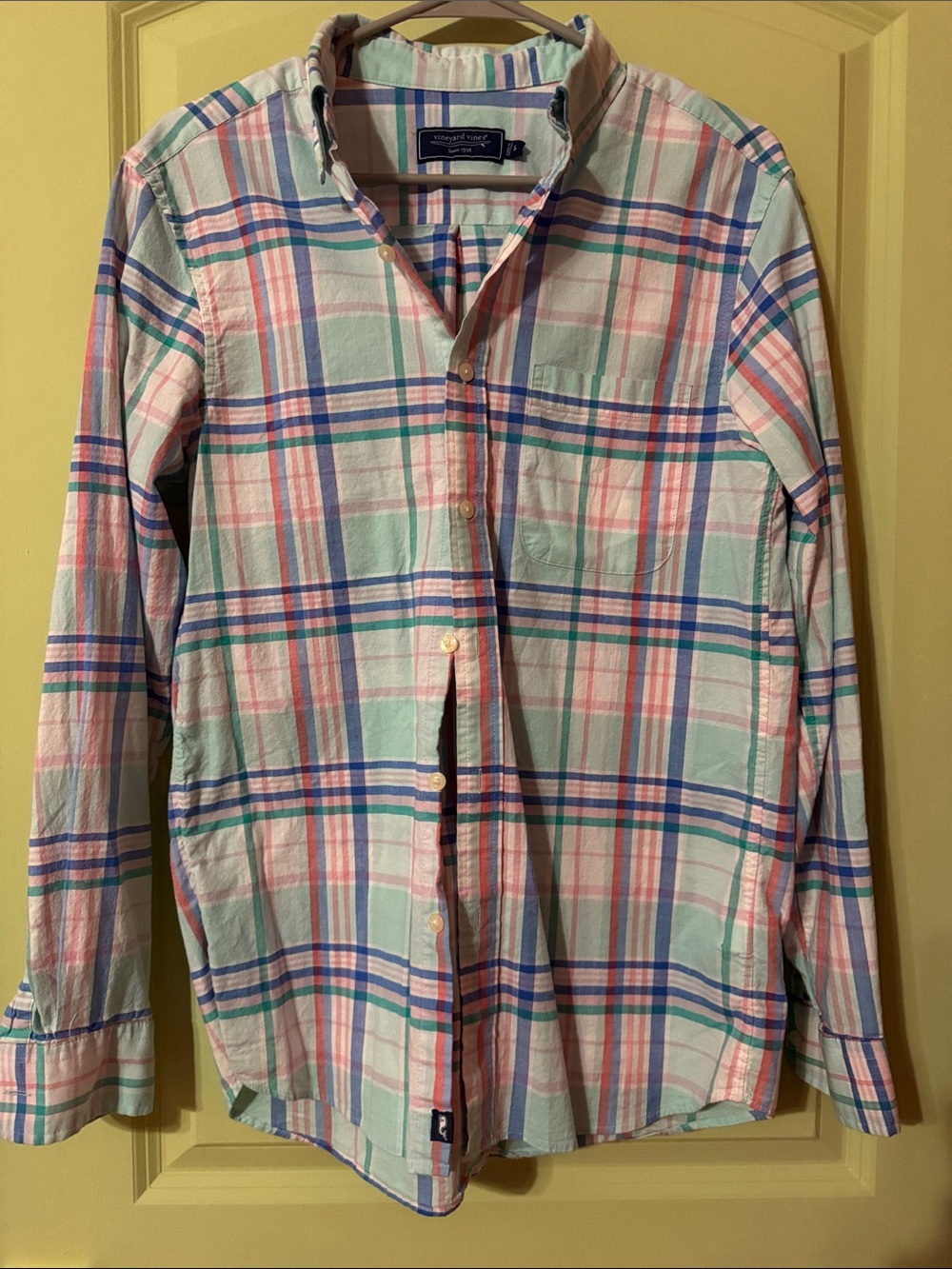 Vineyard Vines Pastel Plaid Button-Down Shirt in Mint, Pink, Blue